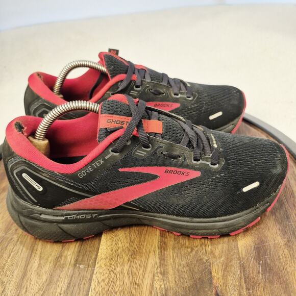 Brooks Mens Ghost 14 GTX Gore-Tex Black/Red Running Shoes Men’s 8.5 Defects - Picture 3 of 11